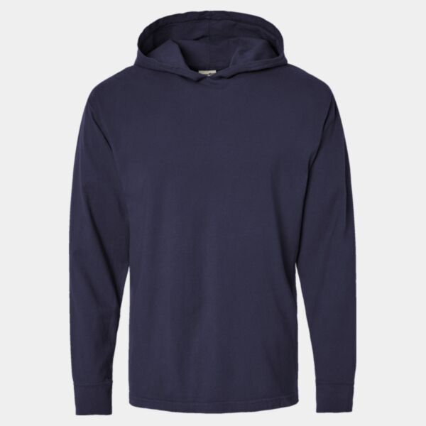 Unisex Garment-Dyed Jersey Hooded Long Sleeve T-Shirt Thumbnail