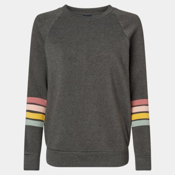 Women's Striped Sleeves Crewneck Sweatshirt Thumbnail