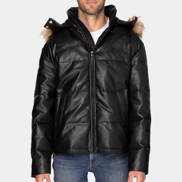 Unisex Vegan Leather Puffer Jacket Thumbnail
