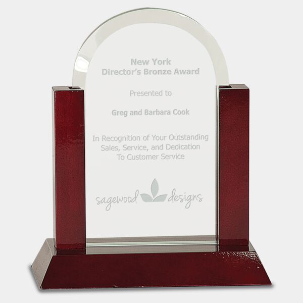 7" Gateway Jade Dome Glass Award with Rosewood Finish Base Thumbnail