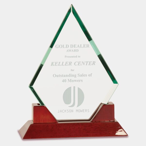 8 1/2" Jade Diamond Prestige Glass with Rosewood Piano Finish Base Thumbnail