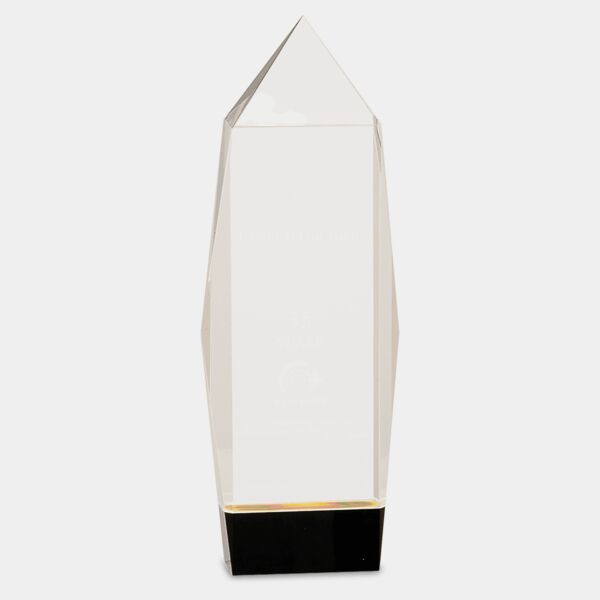 10" Clear Crystal Facet Rectangle on Black Base Thumbnail